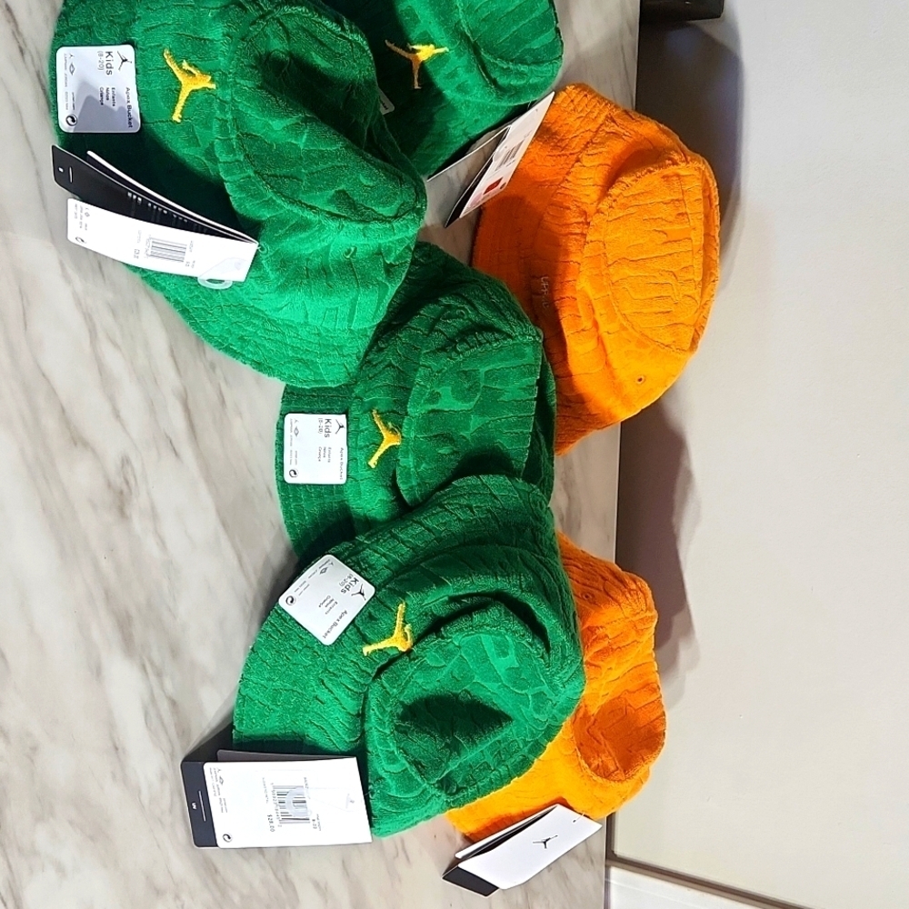 Jordan Kids Bucket Hats Green and Orange